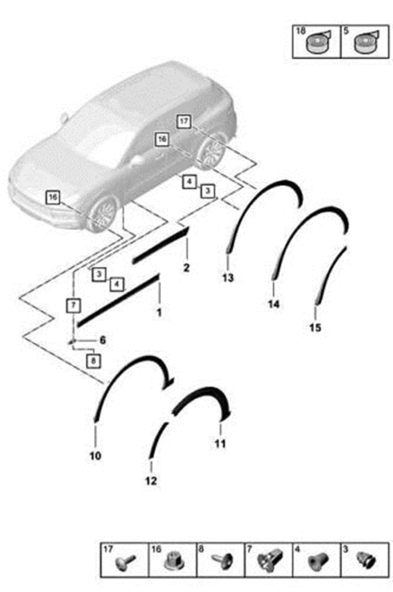 Front Left Wheel Arch (EYEBROW) 9Y0853717OK1 Compatible With Porsche Cayenne 2018