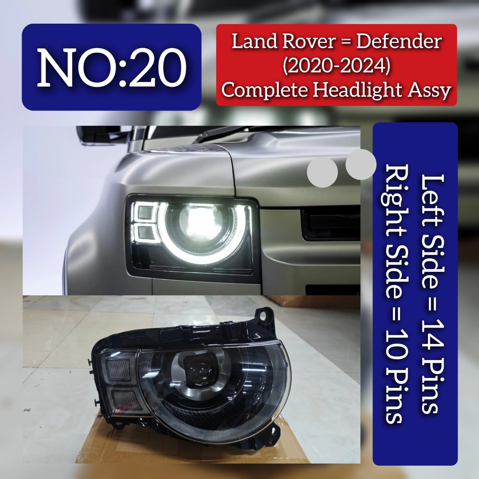 Complete HeadLight Assy Compatible With Land Rover Defender (2020-24)