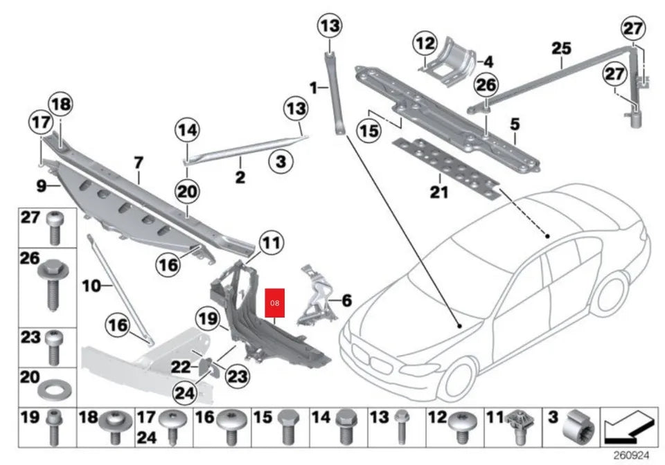 Headlight Bracket Left 51647200793 & Right 51647200794 Compatible With BMW 5 Series (F10) 2010-2017 Tag No.1601