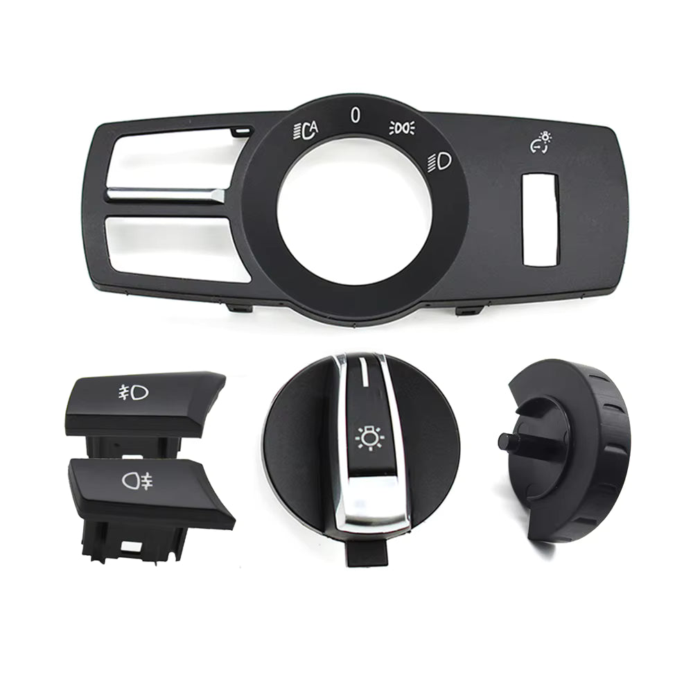 Headlight Switch Cover Panel 4 PCS Set 61316803965 Compatible With BMW 5 Series (F10) 5 Gran Turismo (F07) 7 Series  (F01, F02, F03, F04) X3 (F25)