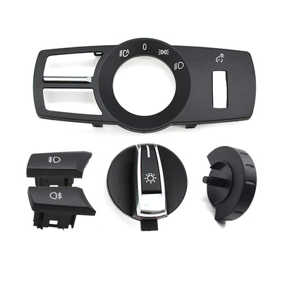 Headlight Switch Cover Panel 4 PCS Set 61316803965 Compatible With BMW 5 Series (F10) 5 Gran Turismo (F07) 7 Series  (F01, F02, F03, F04) X3 (F25)