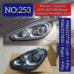 Mid Range Complete Headlight Assembly Left 95863117730 & Right 95863117830 Compatible With Porsche Cayenne (2015-2017) Tag No.253