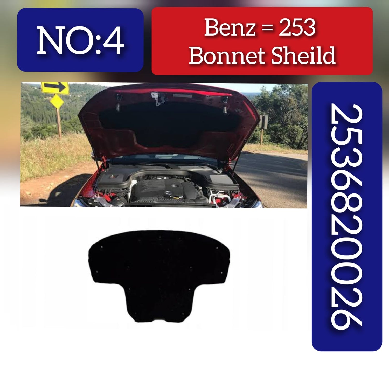 Hood Insulation Pad 2536820026 Compatible with Mercedes-Benz GLC C253 Tag No.4