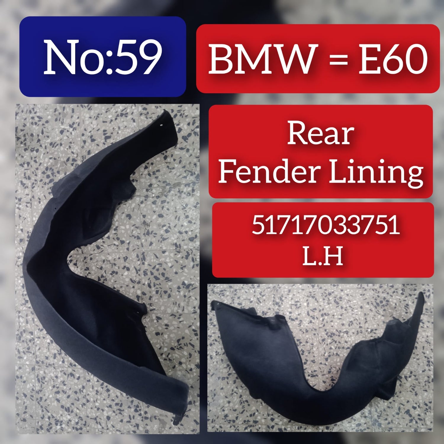 Rear Left Fender Liner 51717033751 Compatible With BMW 5 Series E60 Tag-FE-59