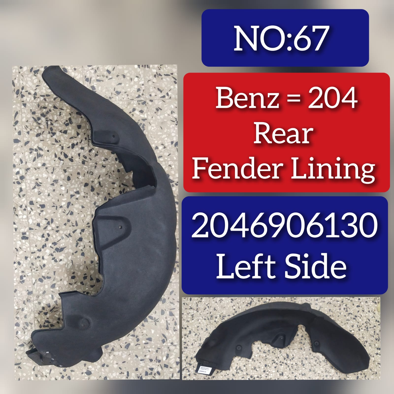 Rear Left Fender Liner 2046906130 Compatible With MERCEDES-BENZ C-CLASS W204 Tag-FEM-67