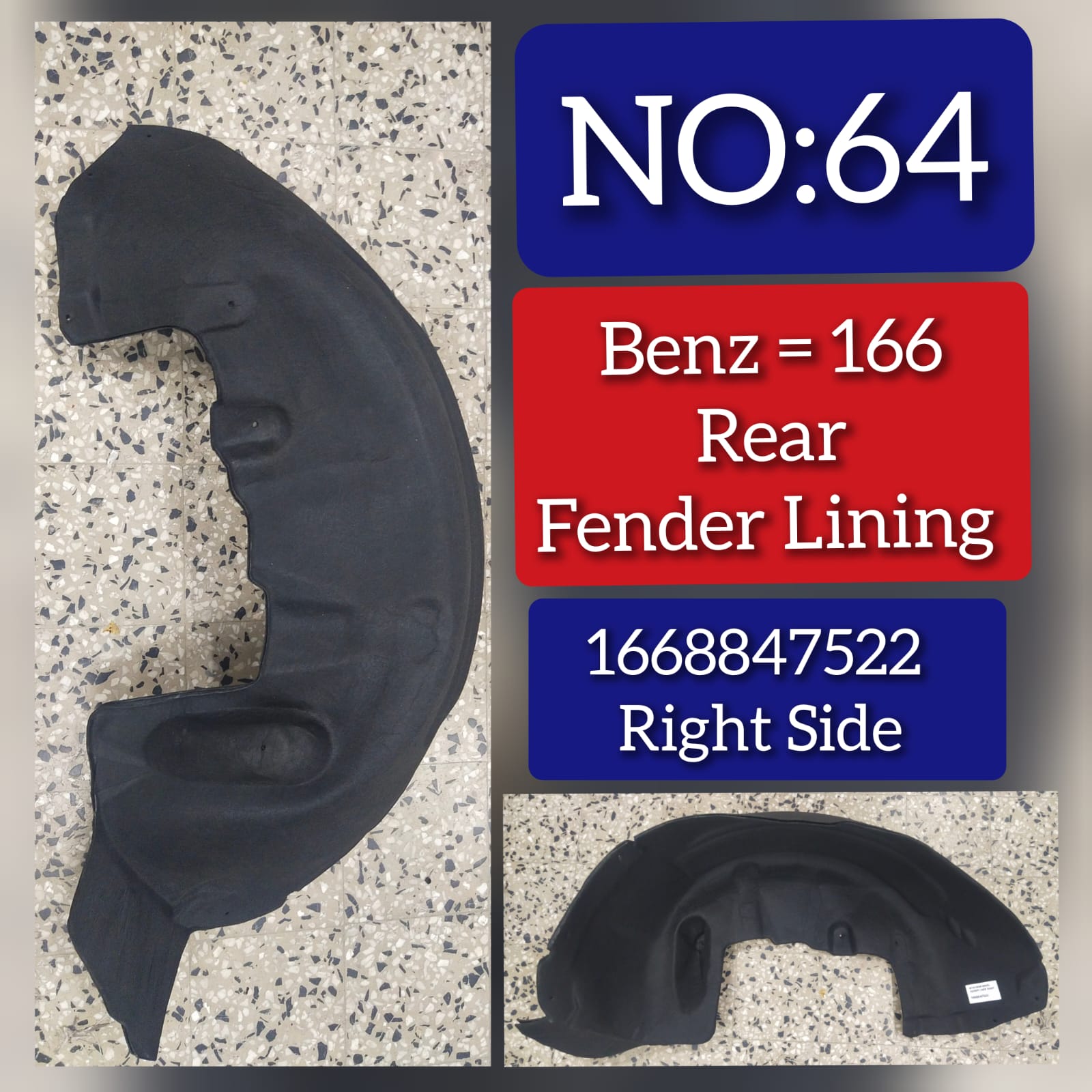 Rear Right Fender Liner 1668847522 Compatible With MERCEDES-BENZ GL-CLASS W166 Tag-FEM-64