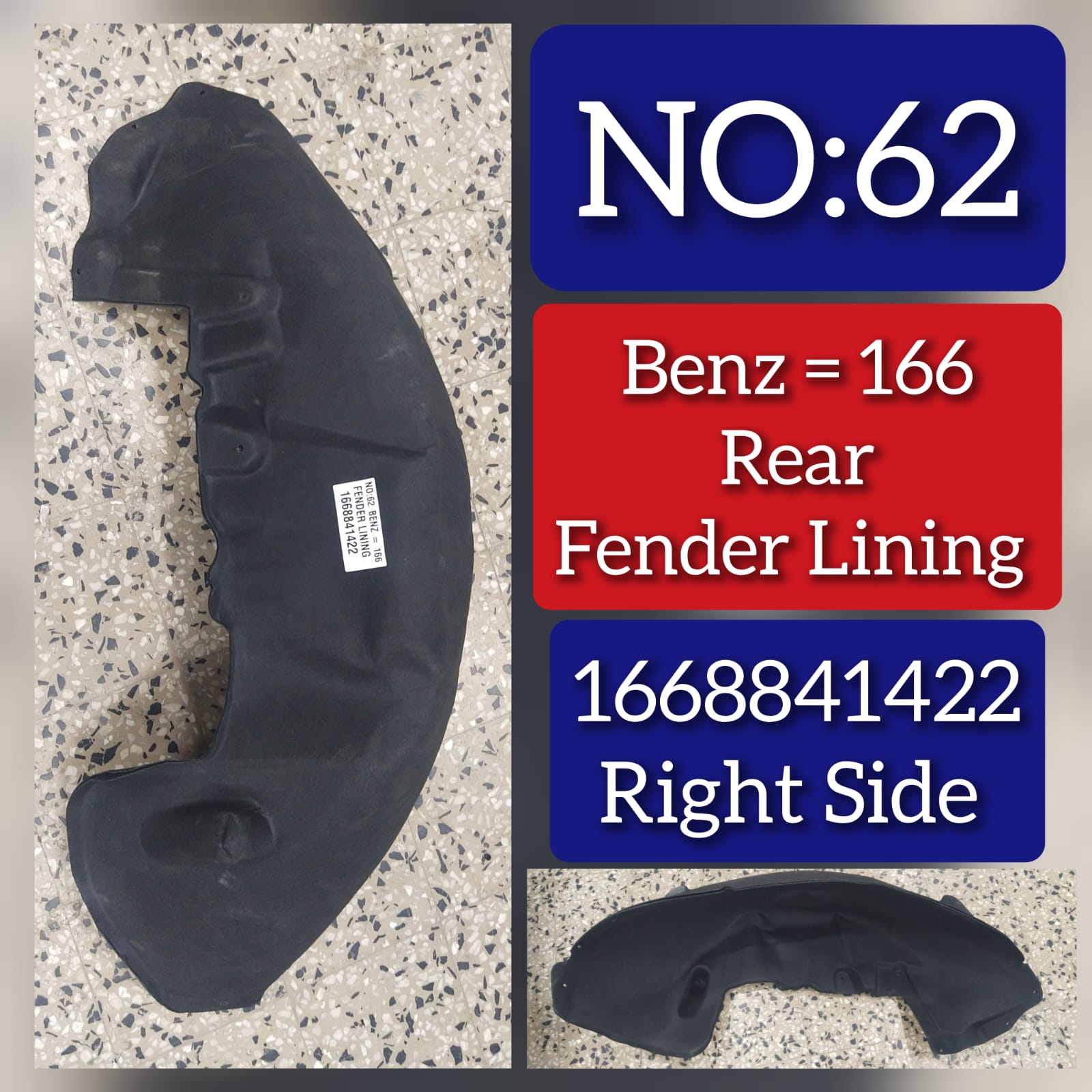 Rear Right Fender Liner 1668841422 Compatible With MERCEDES-BENZ GLE W166 Tag-FEM-62