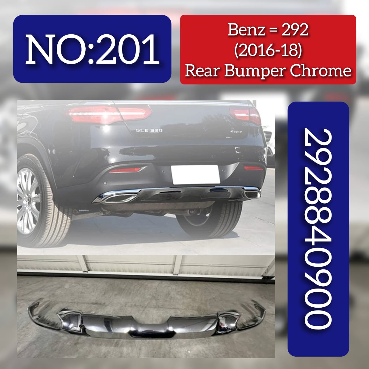 Rear Bumper Chrome 2928840900 Compatible With MERCEDES BENZ W292 2016-2018 Tag No.201