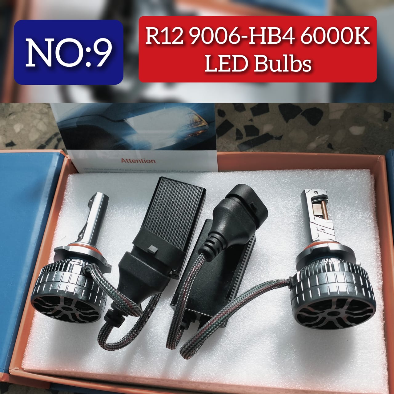 Headlight LED Bulb R12 9006 6000K (Pack of 2) Tag No.9