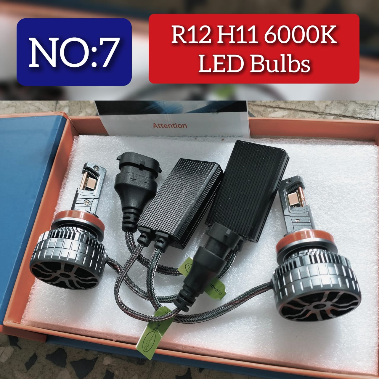 Headlight LED Bulb R12 H11 6000K (Pack of 2) Tag No.7