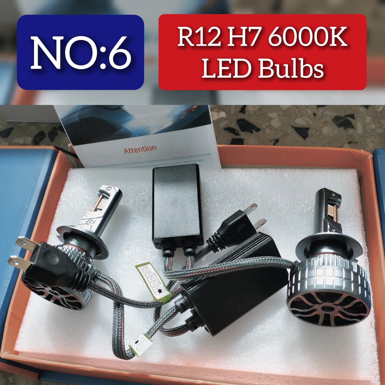 Headlight LED Bulb R12 H7 6000K (Pack of 2) Tag No.6
