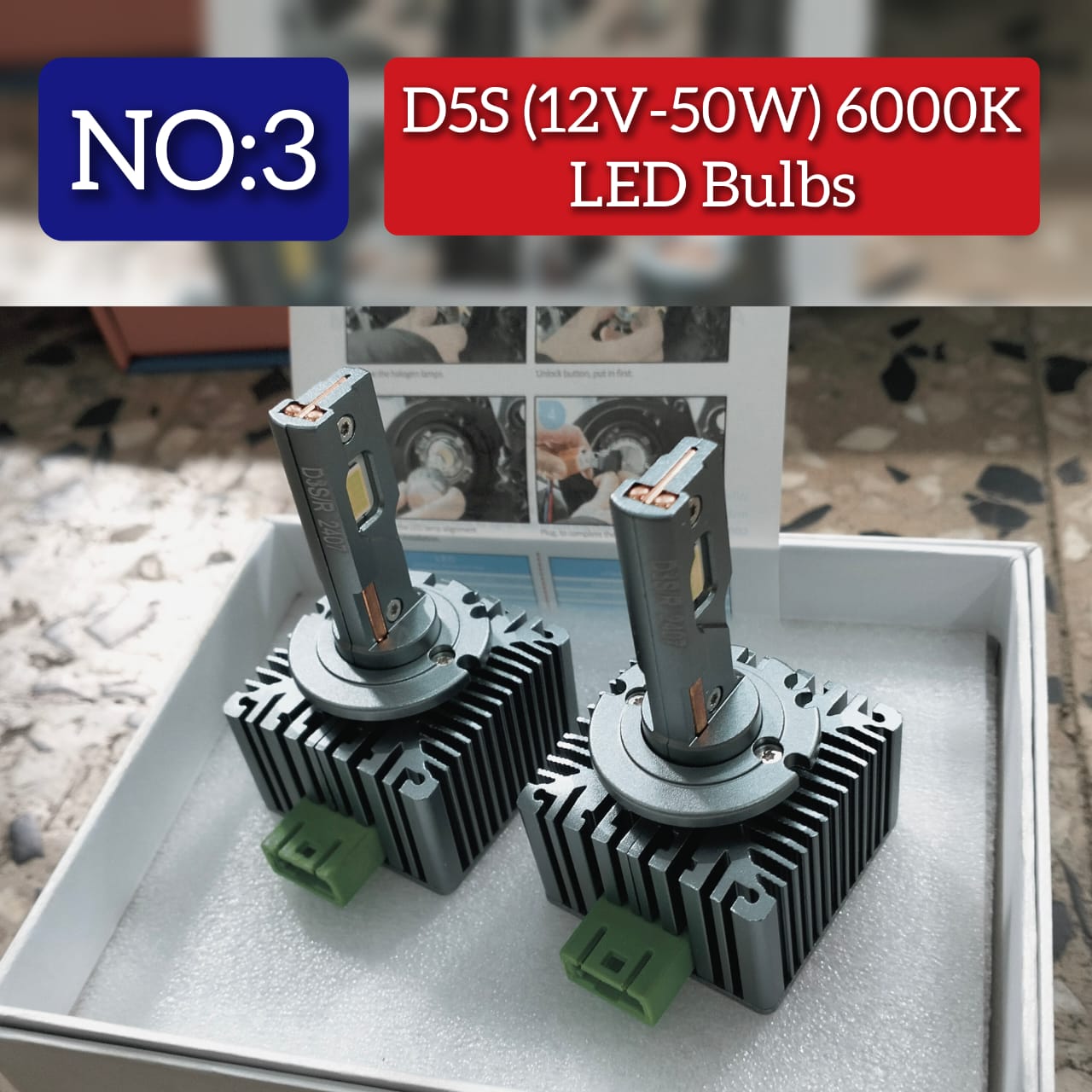 Headlight LED Bulb D5S 12V 50W 6000k (Pack of 2) Tag No.3