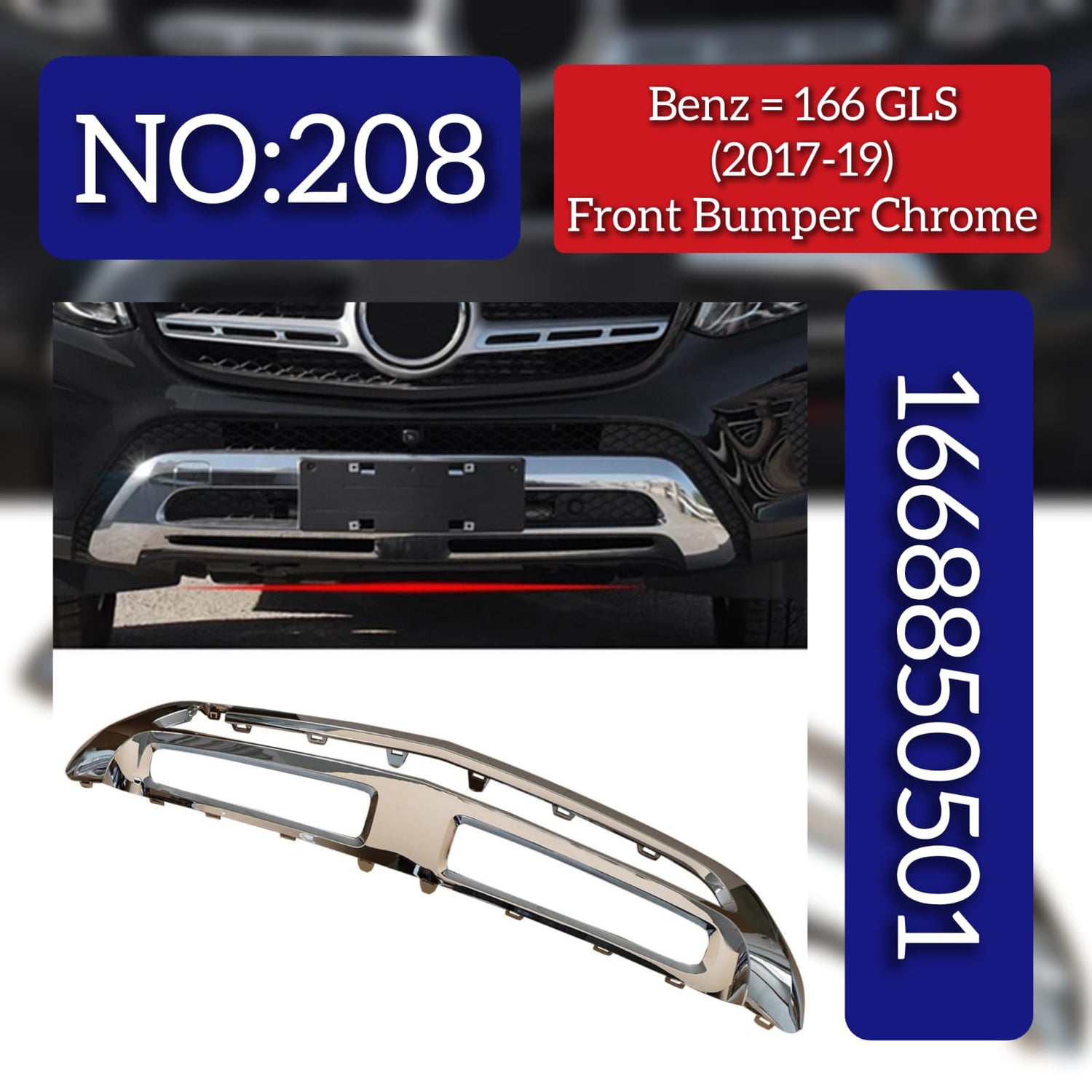 Front Bumper Chrome 1668850501 Compatible With MERCEDES BENZ GLS-CLASS W166 2017-2019