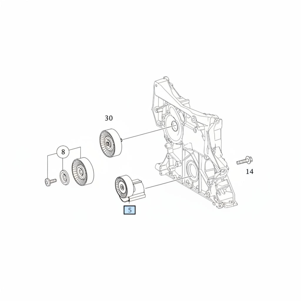 Belt Tensioner With Pulley 2712000470 1562020619 A0002021619 Compatible with MERCEDES-BENZ C-CLASS (W204) & E-CLASS (W212) & CLS (C218) & S-CLASS (W221, V221) & SLC (R172) Tag no : 5