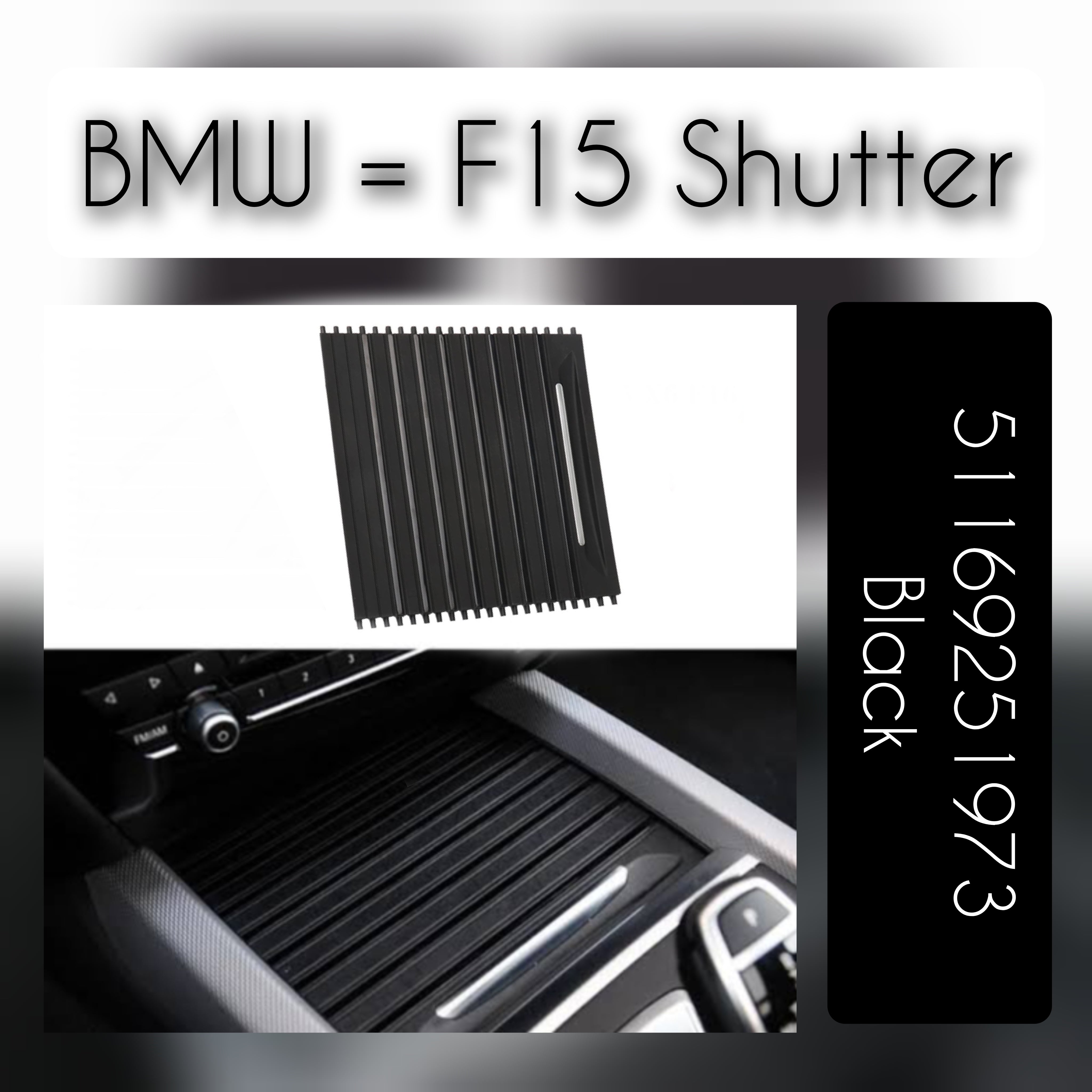 Black Central Console Drink Water Cup Holder Cover Shutter Roller Trim 51169251973 Compatible With BMW X5 F15