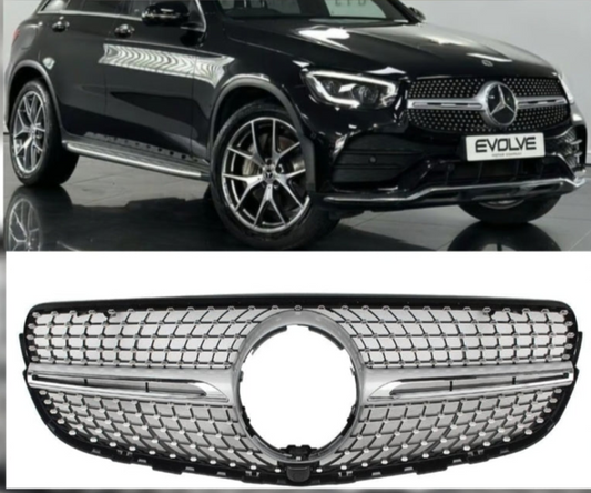 Diamond Silver Chrome Show Grill Compatible With Mercedes Benz GLC X253 (2020-2022) Tag 54