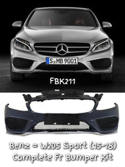 Front Bumper Kit 2058801840 Compatible With Mercedes Benz C-Class W205 (2015-19) FBK211