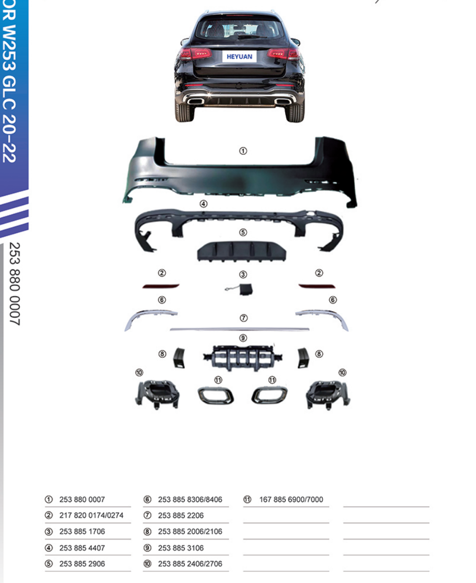 Rear Bumper Kit 2538800007 Compatible With Mercedes Benz GLC W253 (2020-22) RBK3