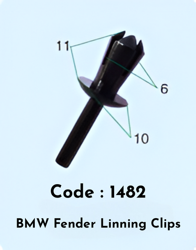 Fender Linning Clips (Set of 10) Code:1482 Compatible With BMW