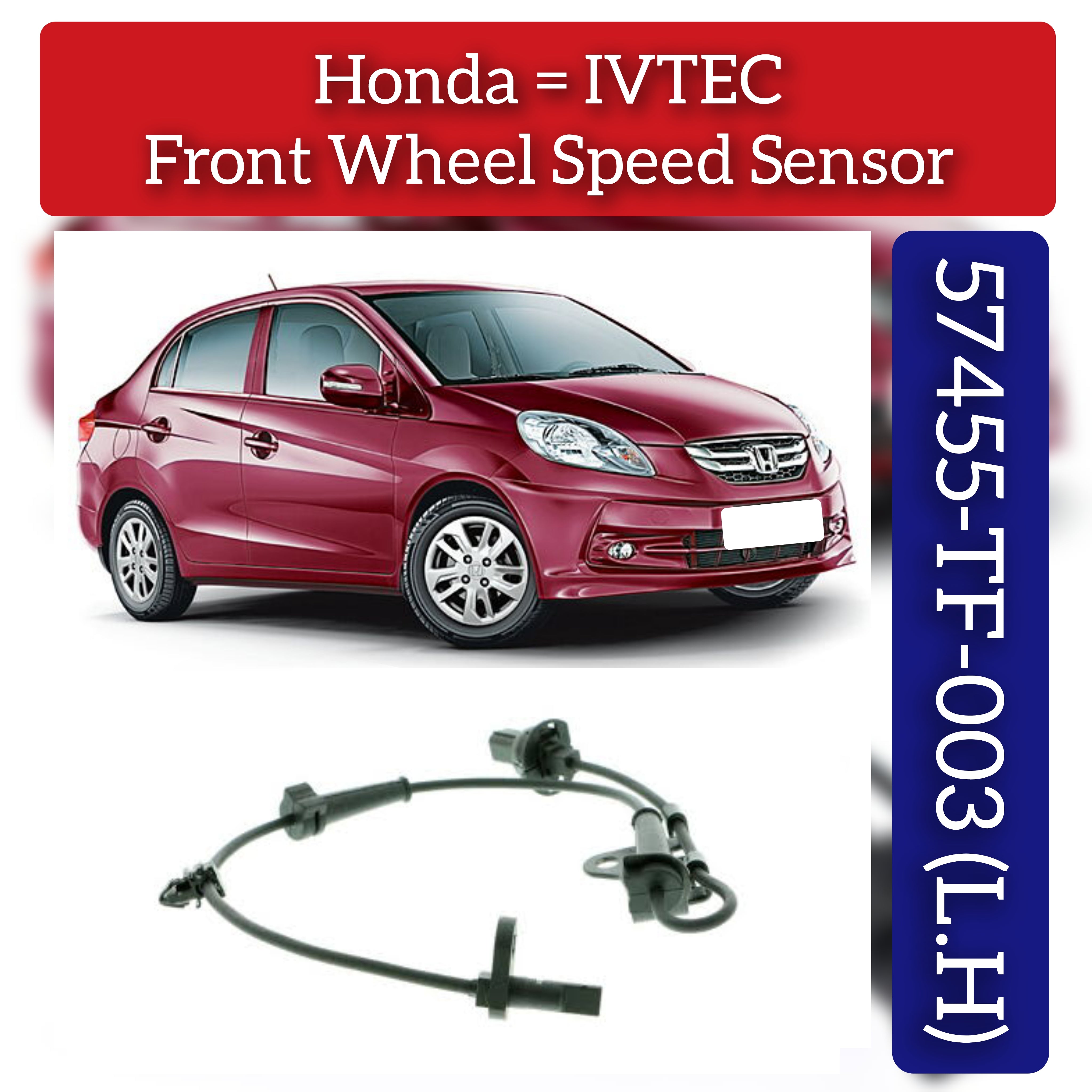 Front Left ABS Wheel Speed Sensor 57455TF003 Compatible With HONDA T5/IVTEC