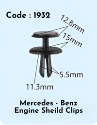 Engine Sheild Clips (Set of 10) Code:1932 Compatible With Mercedce Benz