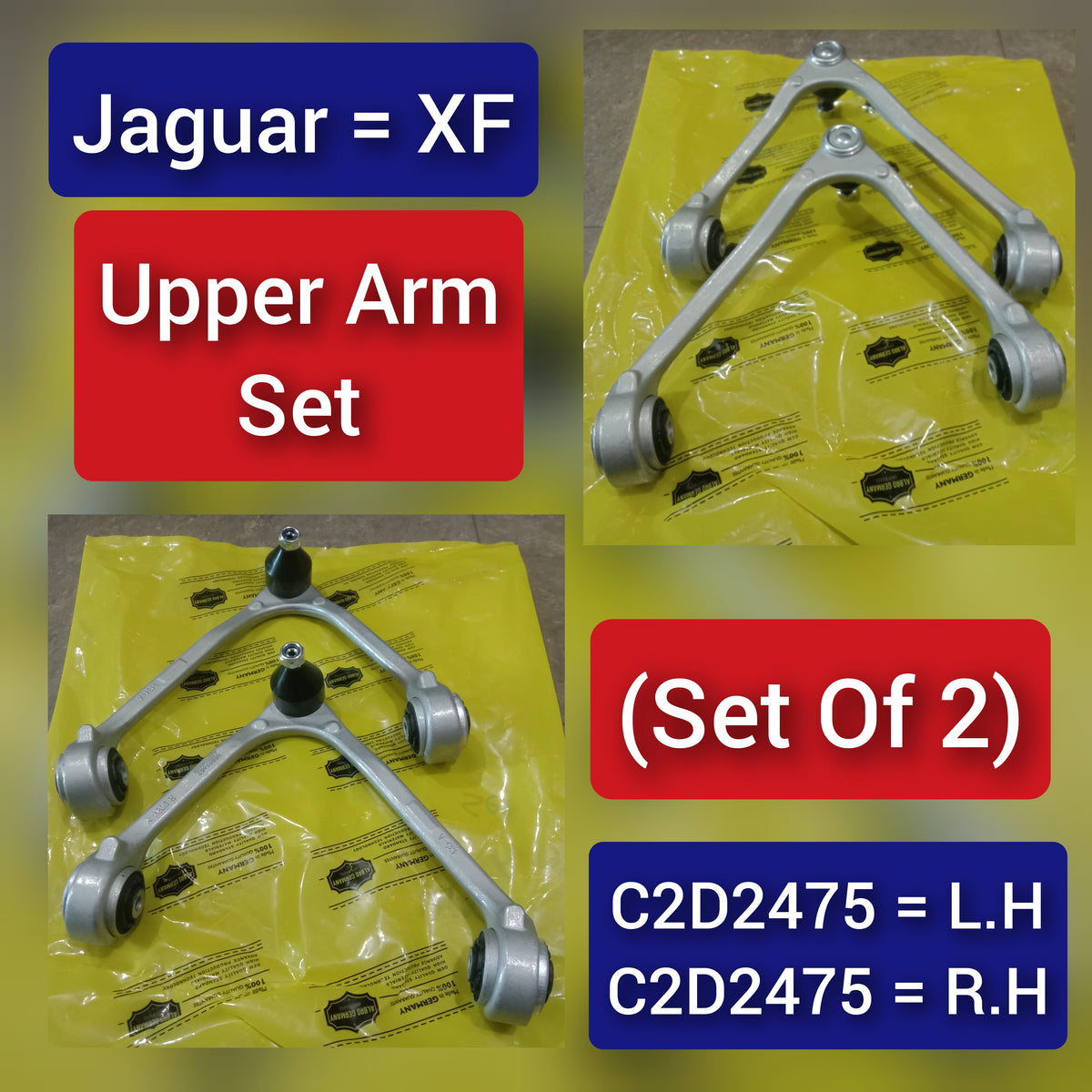 Front Upper Control Arm (Set Of 2) Left C2D2475 & Right C2D2474 Compatible with JAGUAR XF & XJ (X351)