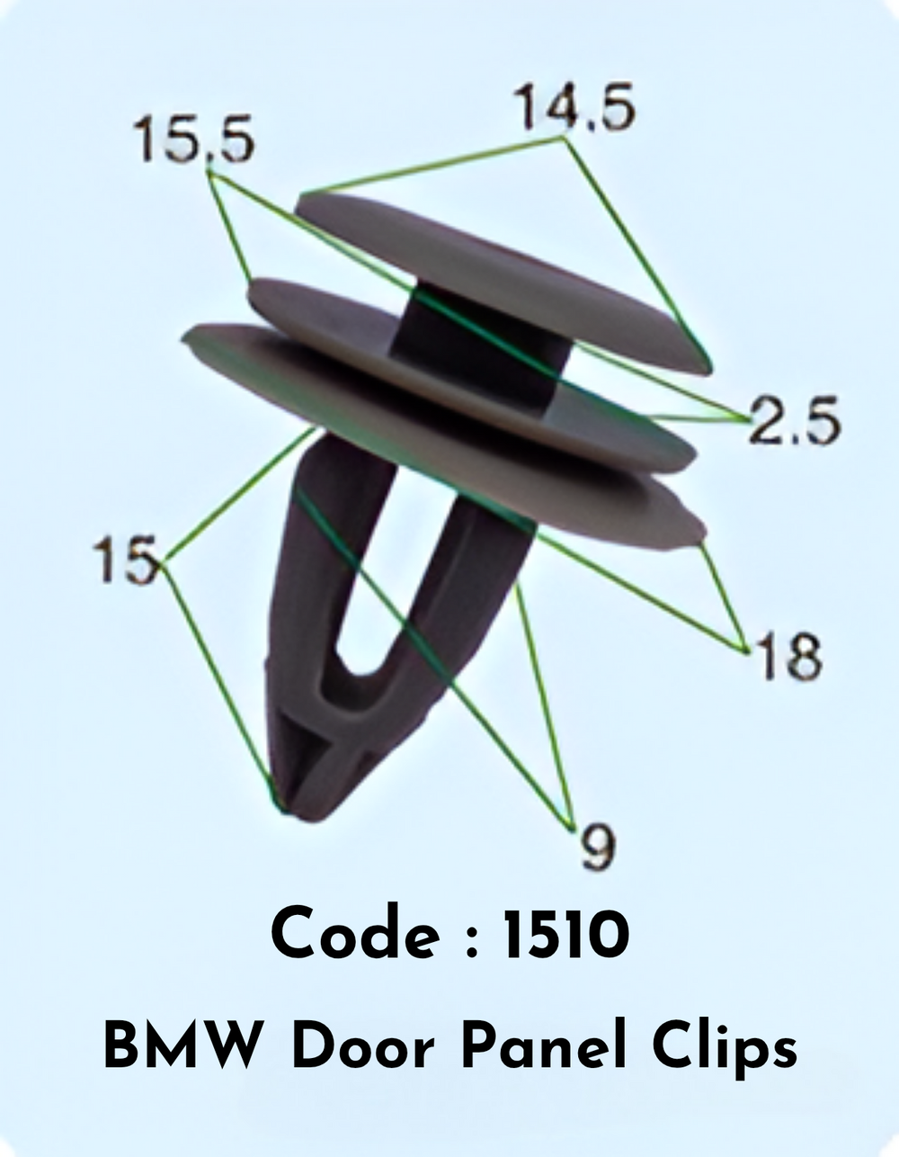 Door Panel Clips (Set of 10) Code:1510 Compatible With BMW