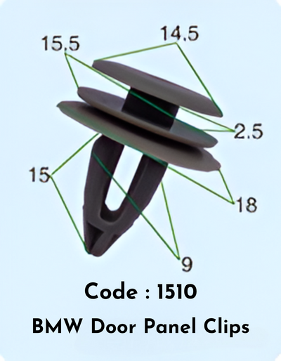 Door Panel Clips (Set of 10) Code:1510 Compatible With BMW