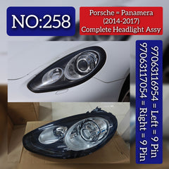 Complete Headlight Assembly Left 97063116954 & Right 97063117054 Compatible With Porsche Panamera (2014-2017) Tag No.258