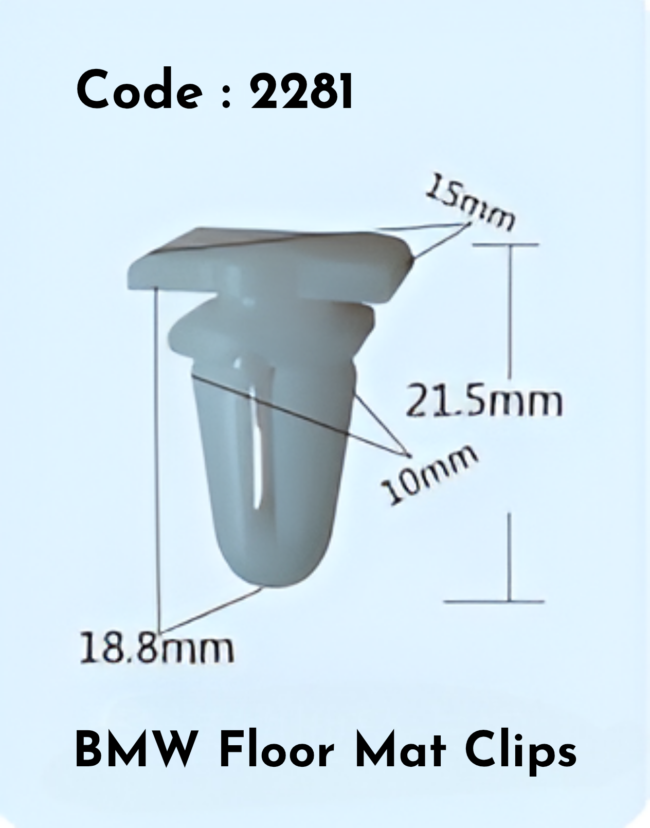 Floor Mat Clips (Set of 10) Code:2281 Compatible With BMW