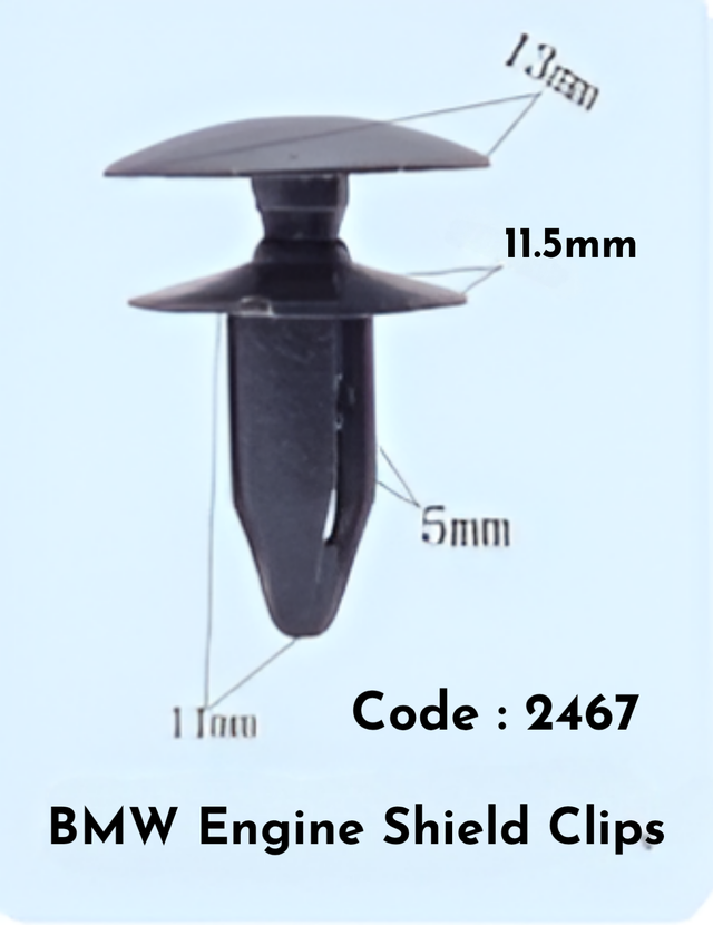 Engine Sheild Clips {Set Of 10} Code:2467 Compatible With BMW
