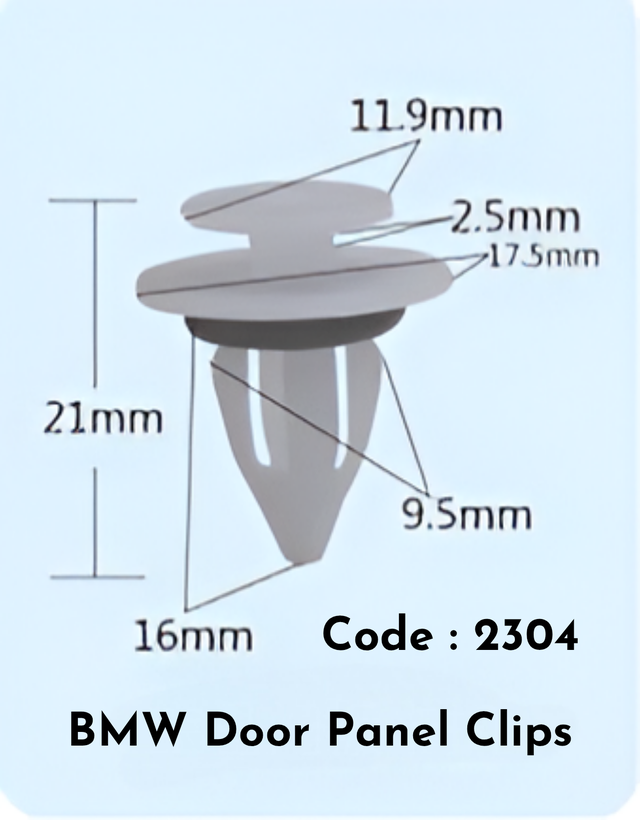 Door Panel Clips {Set Of 10} Code:2304 Compatible With BMW