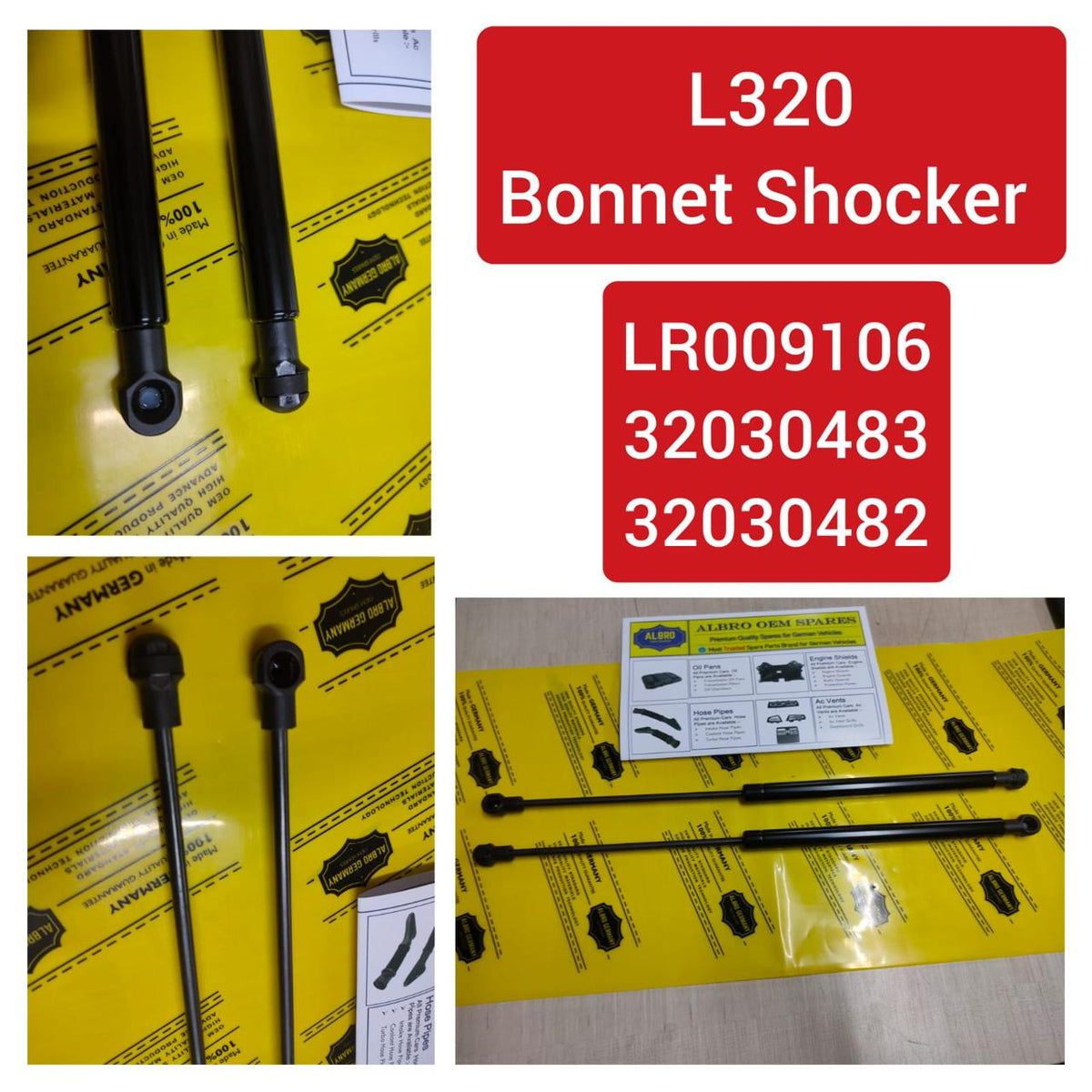 Front Bonnet Hood Strut Set LR009106 Compatible With LAND ROVER DISCOVERY IV (L319) | LR4 & RANGE ROVER SPORT I (L320)