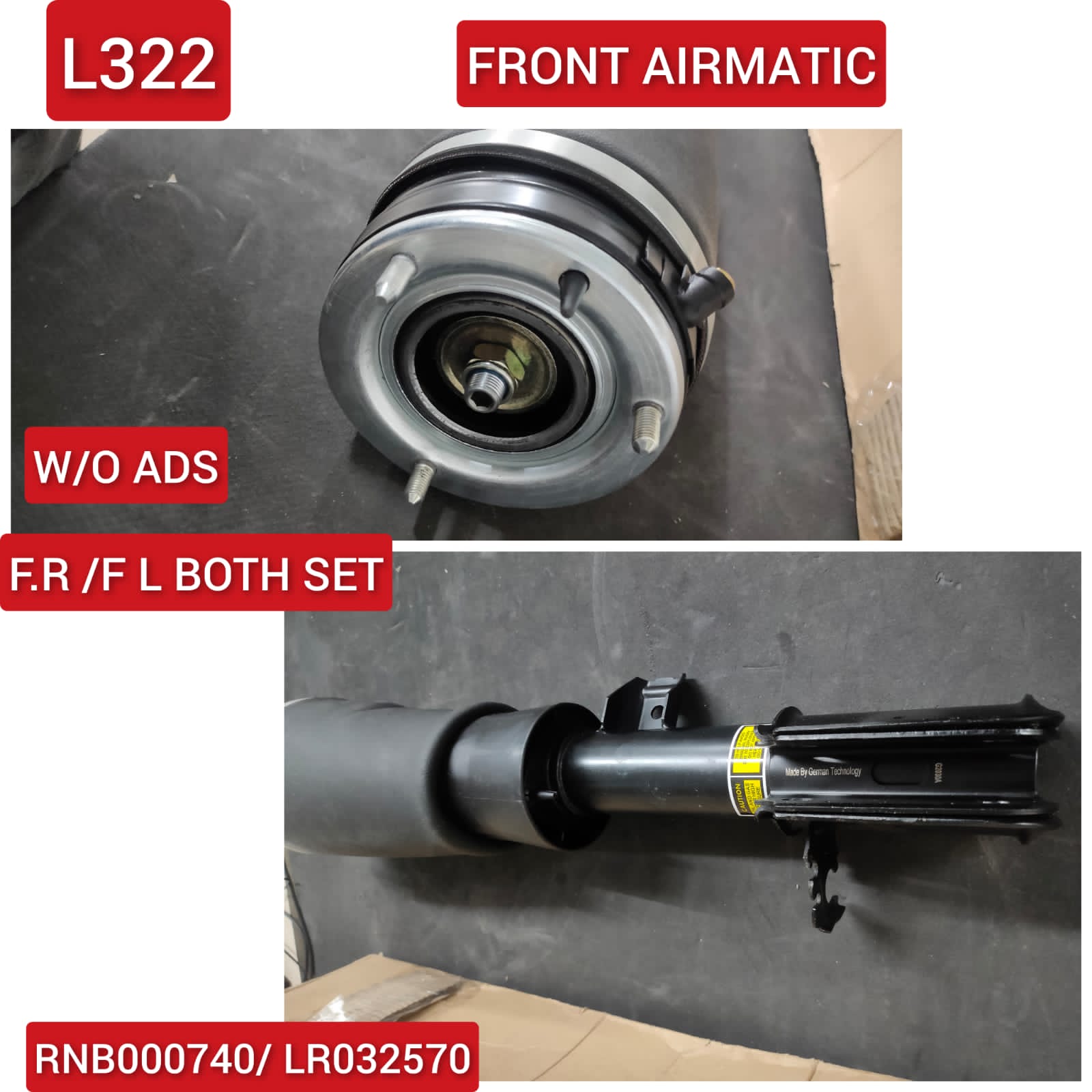 Front Left Air Suspension  Shock Absorber Strut LR032570 Compatible With LAND ROVER RANGE ROVER III (L322)