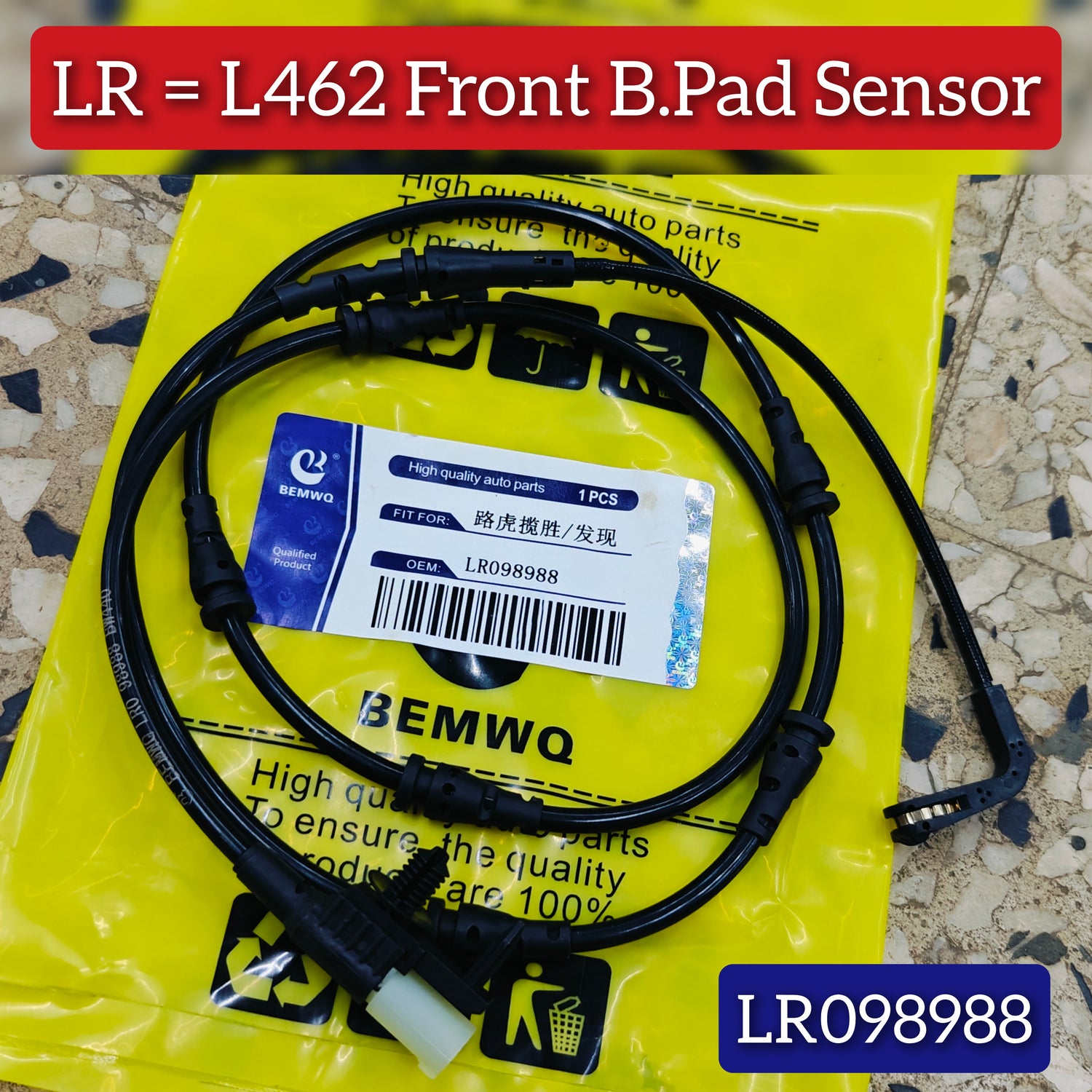 Front Brake Pad Wear Sensor LR098988 Compatible With  LAND ROVER DEFENDER Station Wagon (L663) & DISCOVERY V (L462) & RANGE ROVER IV (L405) & RANGE ROVER SPORT II (L494)