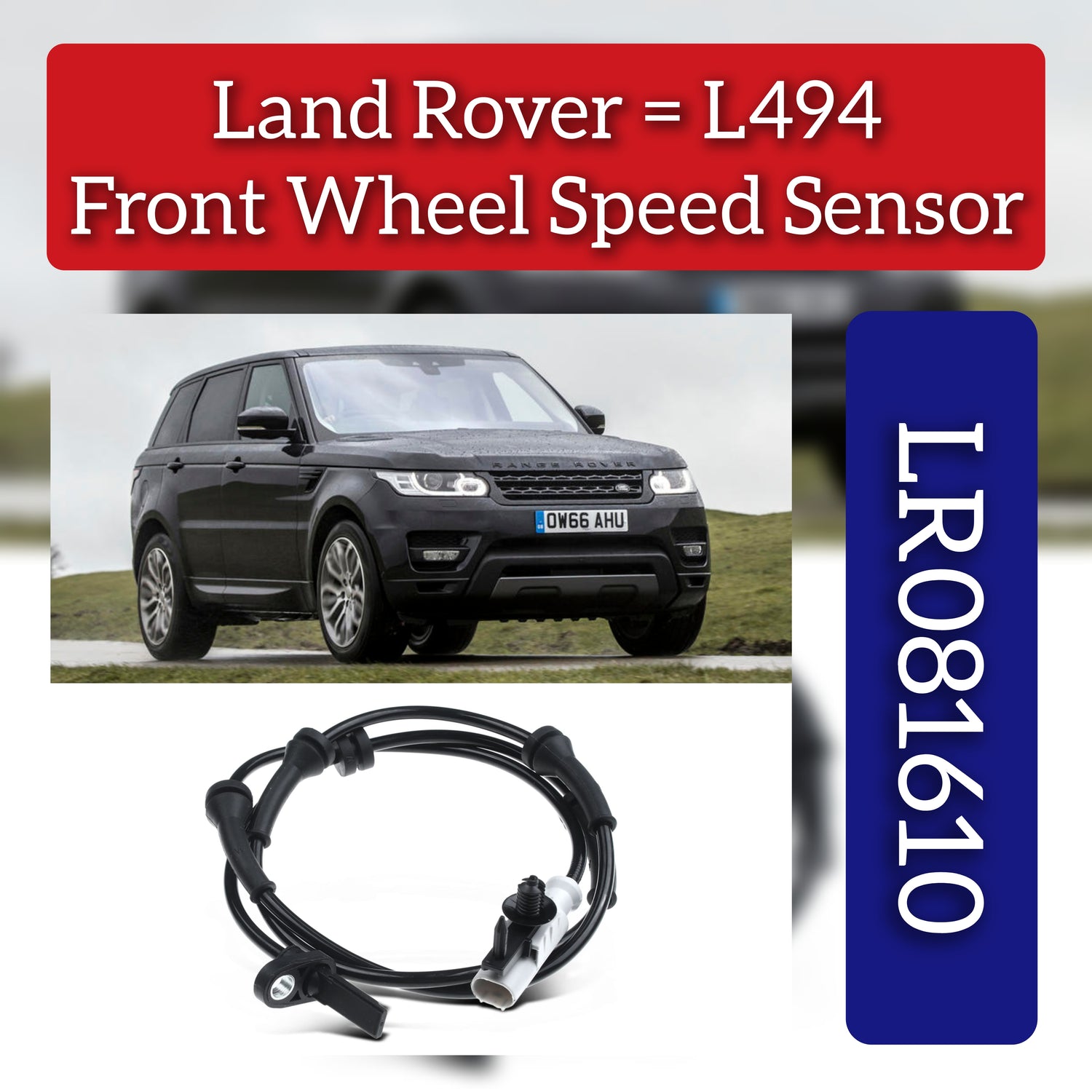 Front Left ABS Wheel Speed Sensor LR081610 HPLA2C204BA  Compatible With LAND ROVER DISCOVERY V (L462) & RANGE ROVER IV (L405) & RANGE ROVER SPORT II (L494)