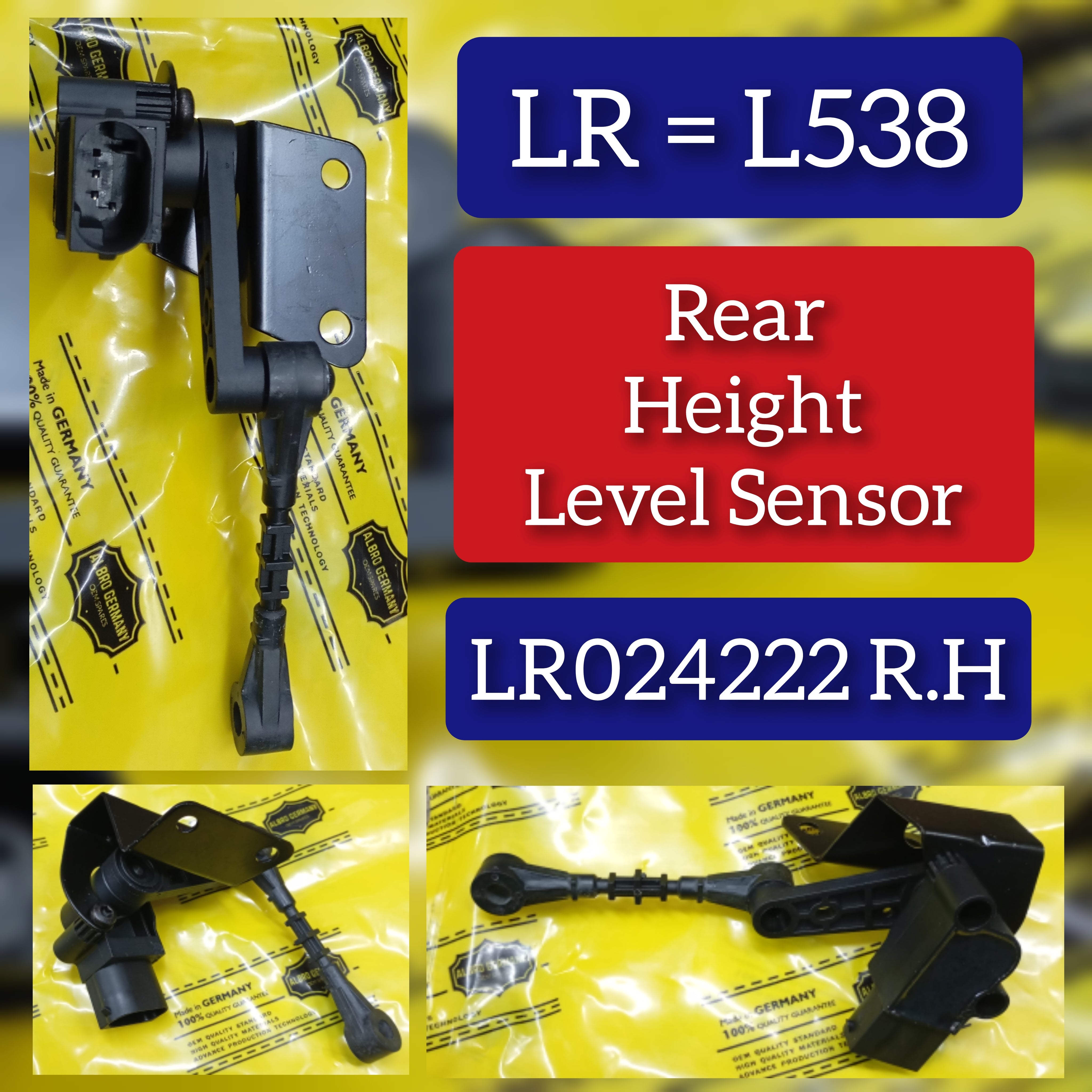 Rear Height Level Sensor Right LR024222 Compatible With LAND ROVER RANGE ROVER EVOQUE (L538) & RANGE ROVER EVOQUE Convertible (L538) & RANGE ROVER EVOQUE VAN (L538)