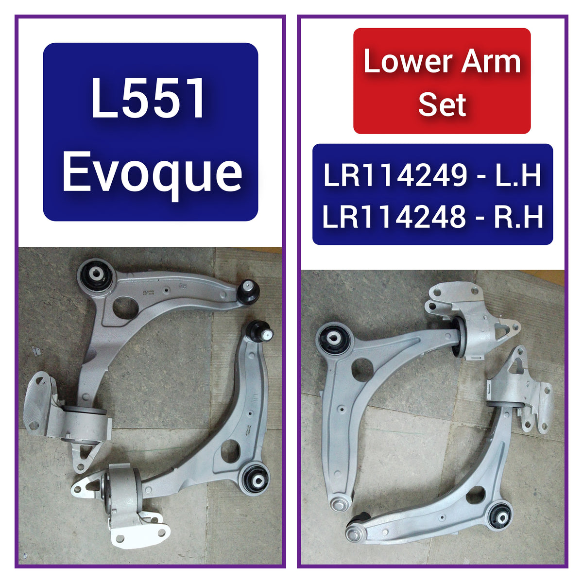 Front Lower Control Arm (Set Of 2) Left LR114249 LR146038 & Right LR114248 LR146037 Compatible with LAND ROVER DISCOVERY SPORT (L550) & RANGE ROVER EVOQUE (L551)