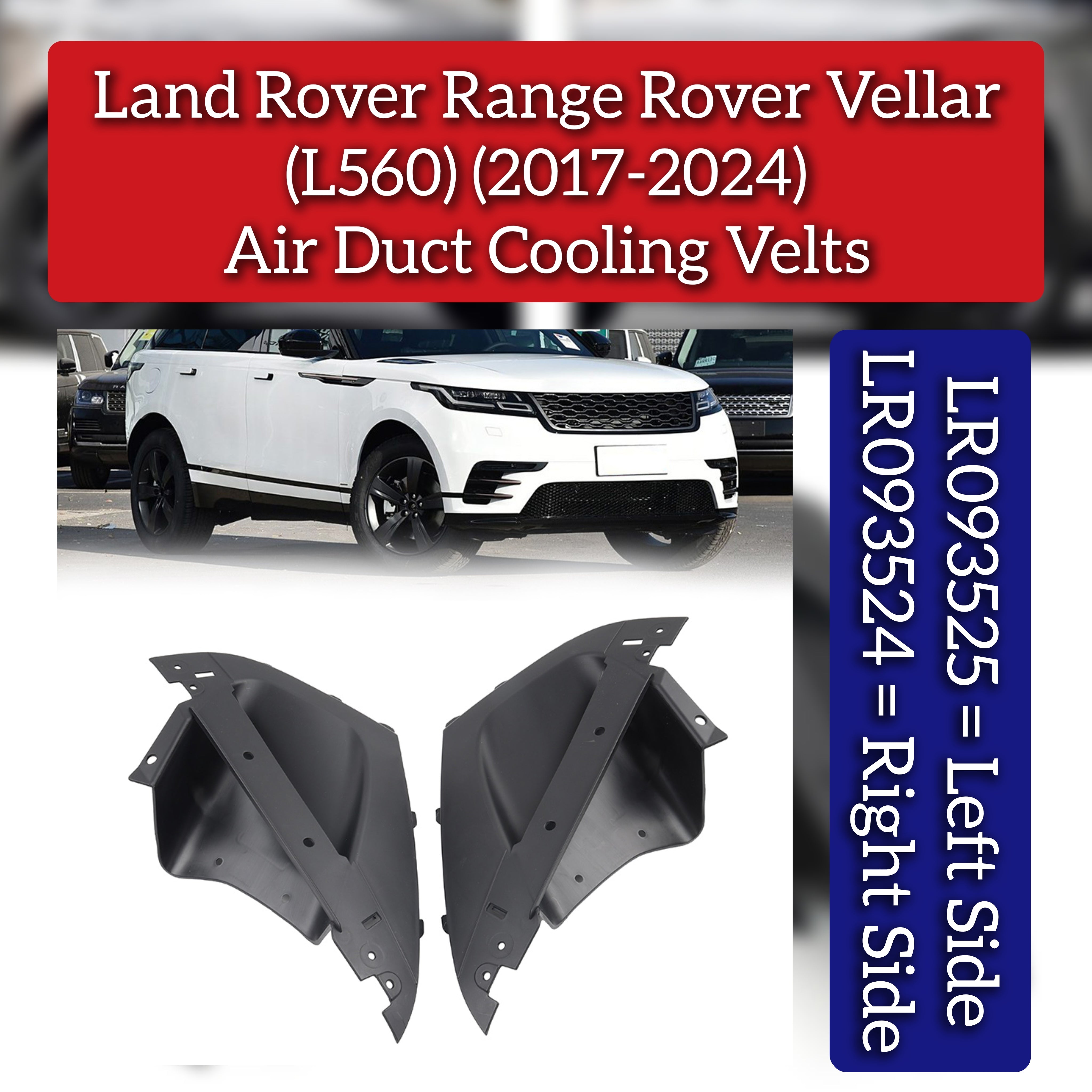 Air Duct Cooling Vents Right LR093524 & Left LR093525 Compatible With Land Rover Range Rover Velar - L560 (2017-2024)