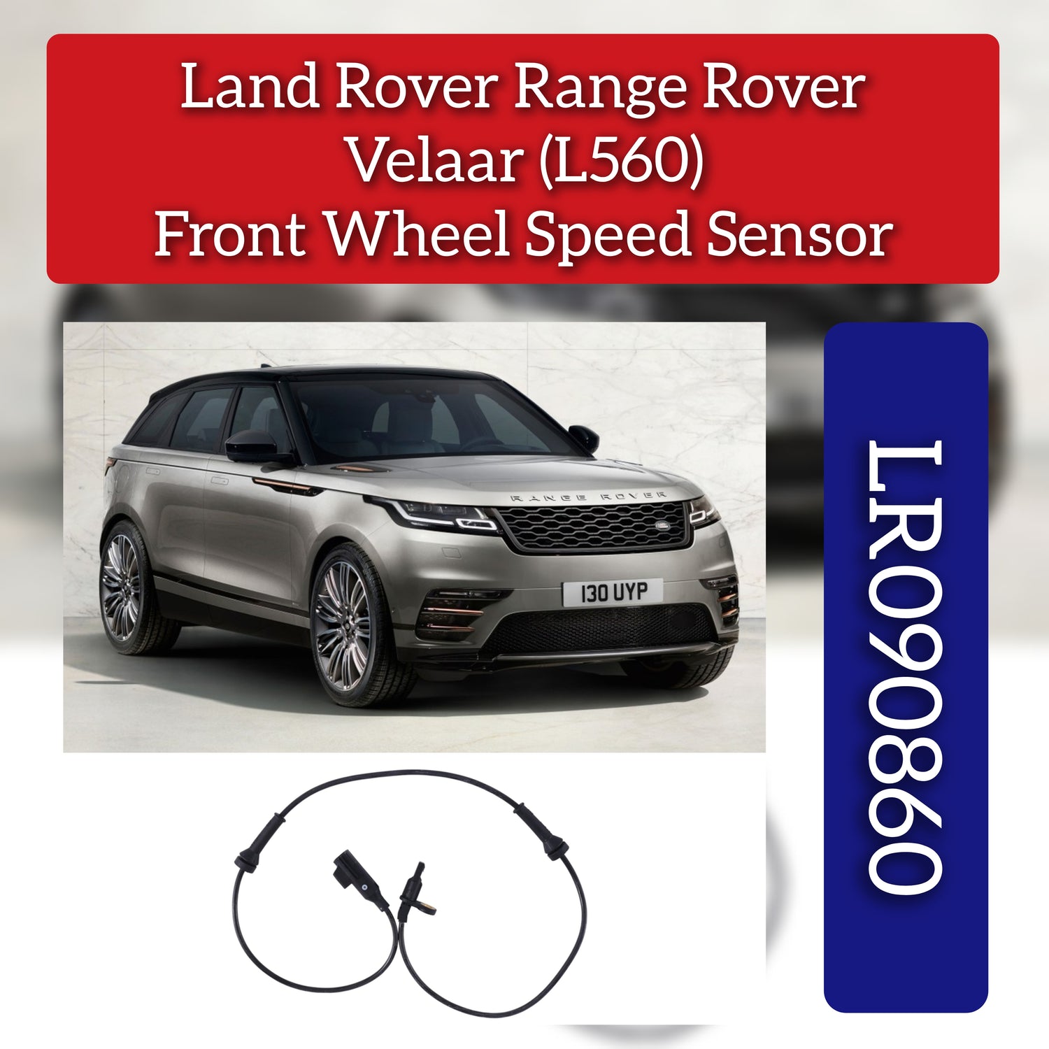 Front ABS Wheel Speed Sensor LR090860 & J8A29E731AA J8A29E731AB T4A12595 T4A41082 Compatible With LAND ROVER & RANGE ROVER VELAR (L560)
