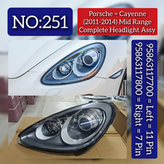 Mid Range Complete Headlight Assembly Left 95863117700 & Right 95863117800 Porsche Cayenne (2011-2014) Tag No.251