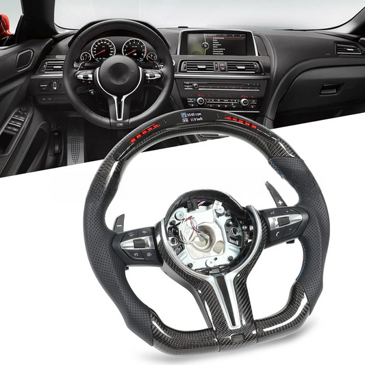 Carbon Fiber Steering Wheel (With LED Meter) Compatible With BMW F10