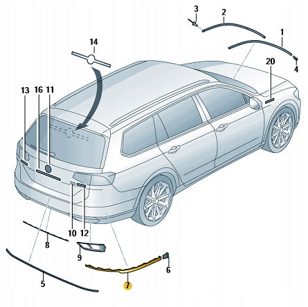 Rear Bumper Chrome Left 3G0853841 Right 3G0853842 Compatible With Volkswagen PASSAT B8 (362) Tag No.165