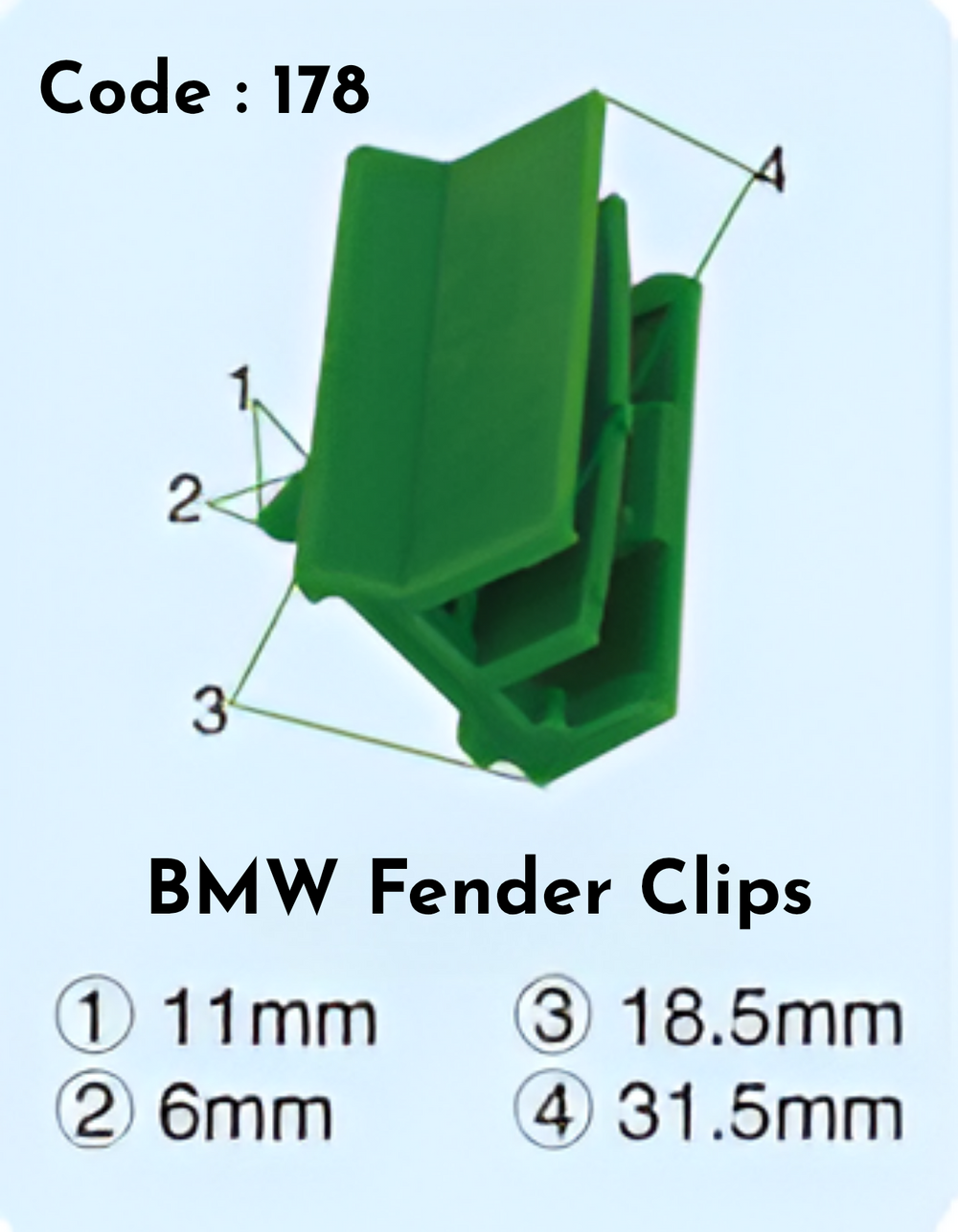 Fender Clips (Set of 10) Code:178 Compatible With BMW