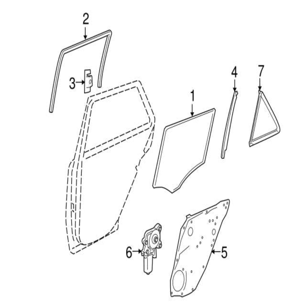 Rear Right Power Window Regulator (With Plate) 1647303279 Compatible with  MERCEDES-BENZ M-CLASS (W164)