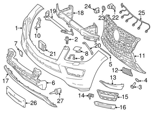 Radiator Grille Bracket 1668851365 Compatible With Mercedes-Benz GL/GLS Class W166 (2012-19) Tag No.605