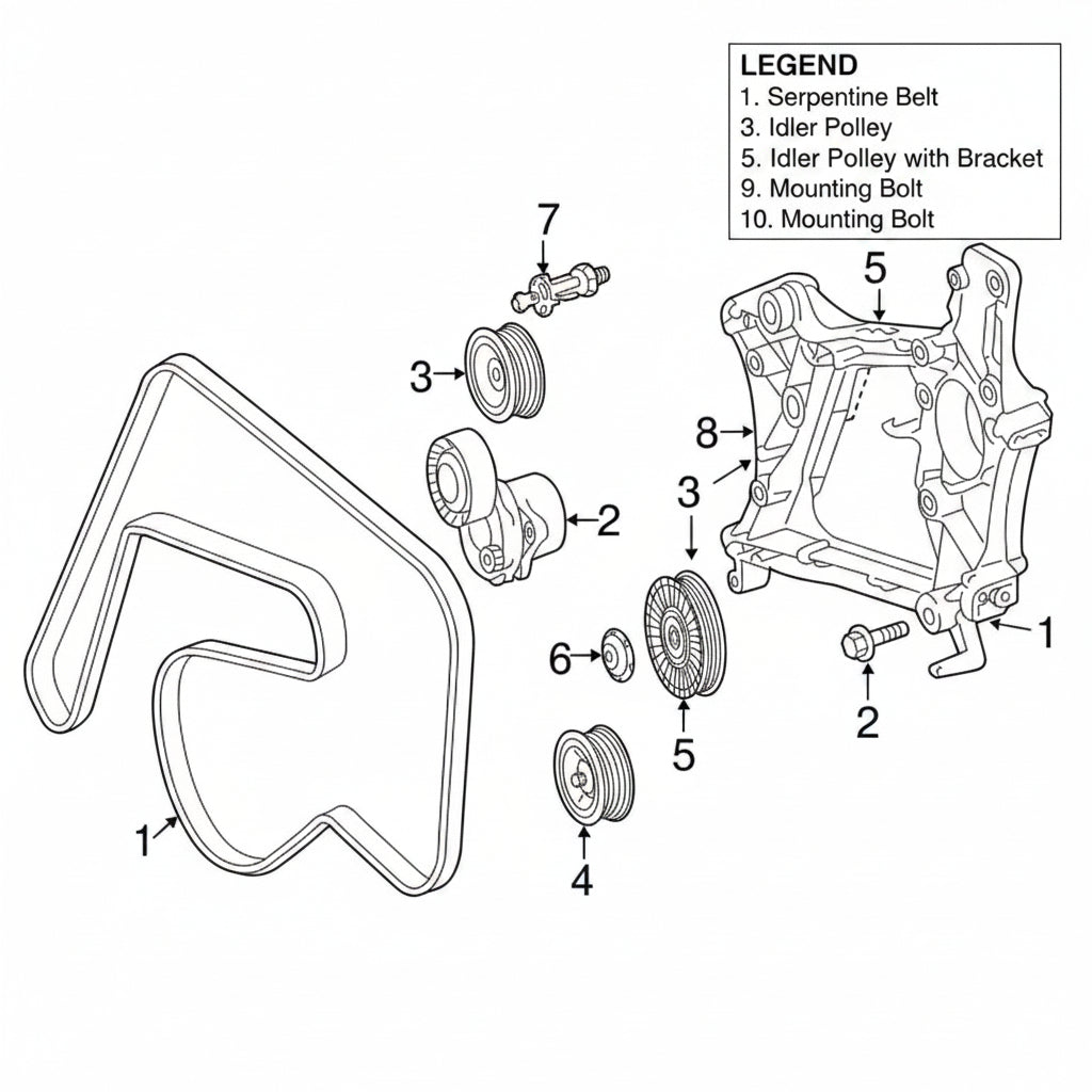 Belt Tensioner With Pulley 6512001770 6512001670 6512000070 Compatible With MERCEDES-BENZ C-CLASS (W204) & CLS (C218)& E-CLASS (W212) & M-CLASS (W166) & S-CLASS (W221, V221)