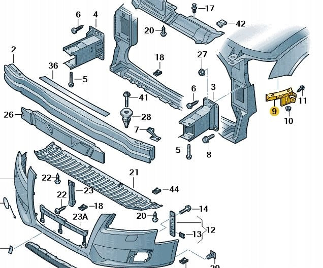 Front Bumper Bracket Left 8K0807283 & Right 8K0807284 Compatible With AUDI A4 B8 (8K2) & A4 / S4 (2016-2019) Tag No.28