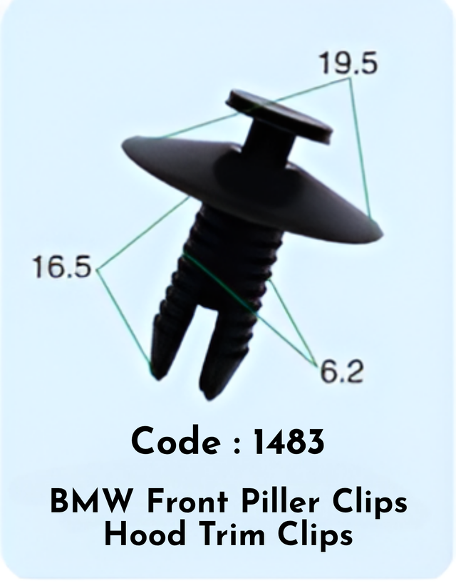 Front Piller Clips Hood Trim Clips {Set Of 10} Code:1483 Compatible With BMW