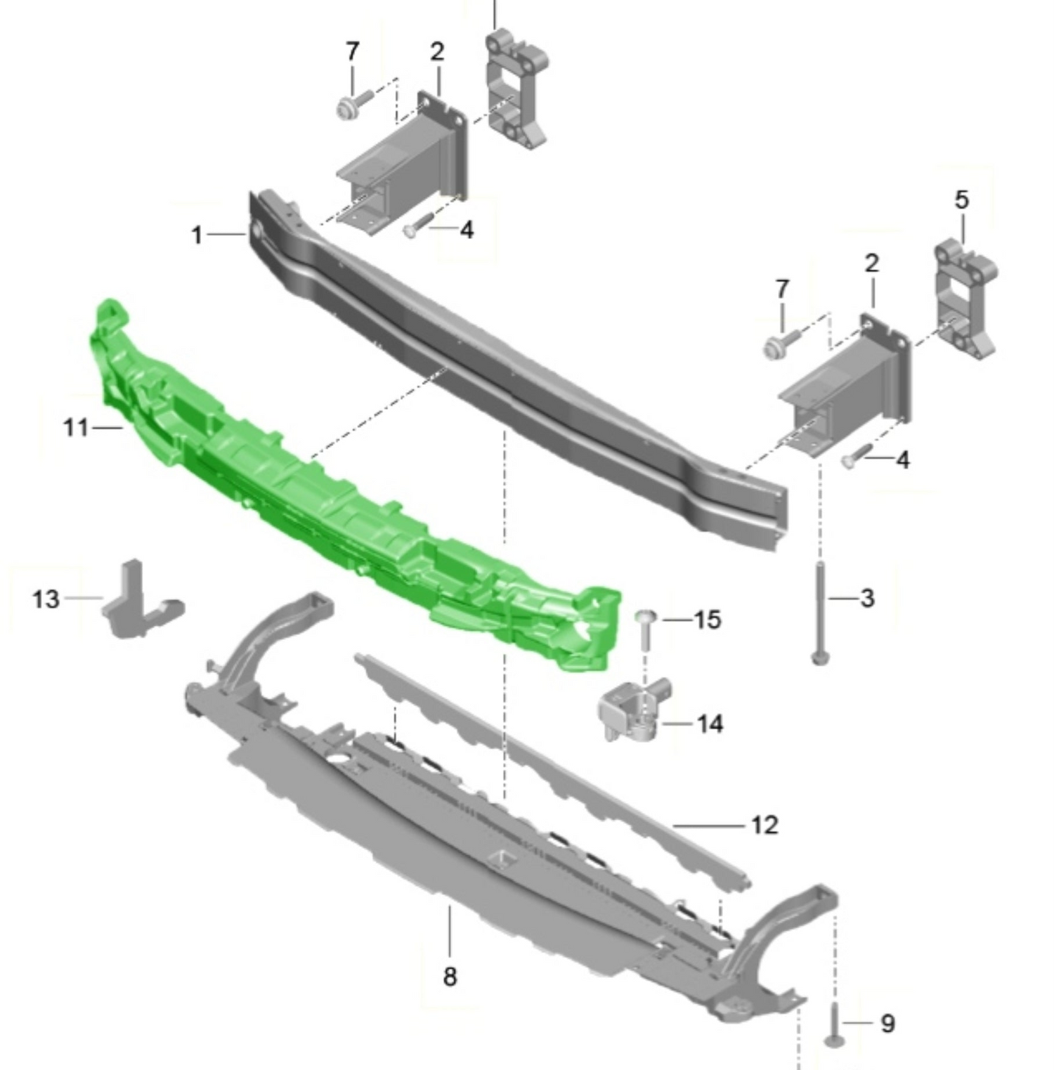 Front Bumper Foam 95B807550G Compatible With Porsche Macan (2014-2017)